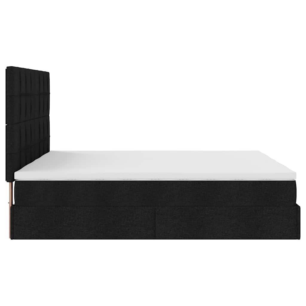 Ottoman-Bett mit Matratzen & LEDs Schwarz 200x200 cm Stoff