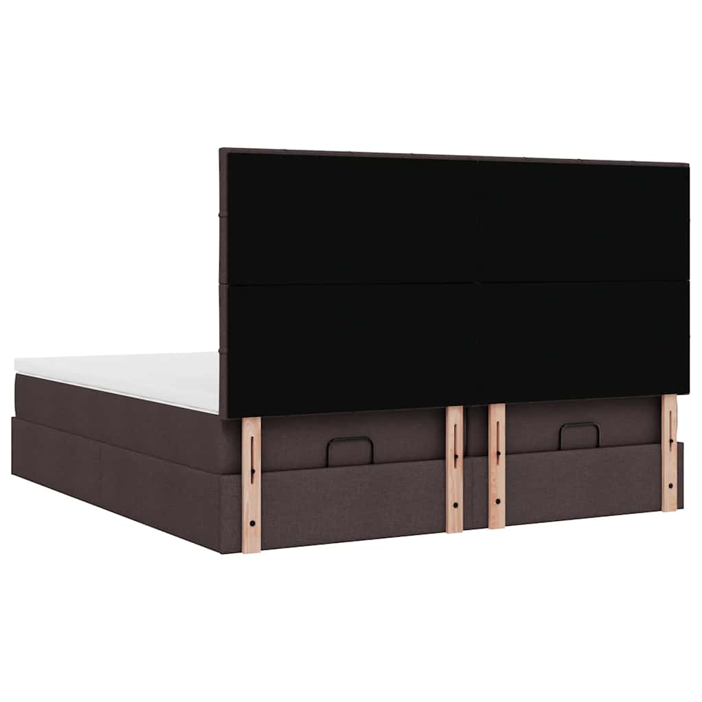 Ottoman-Bett mit Matratzen & LEDs Dunkelbraun 200x200 cm Stoff