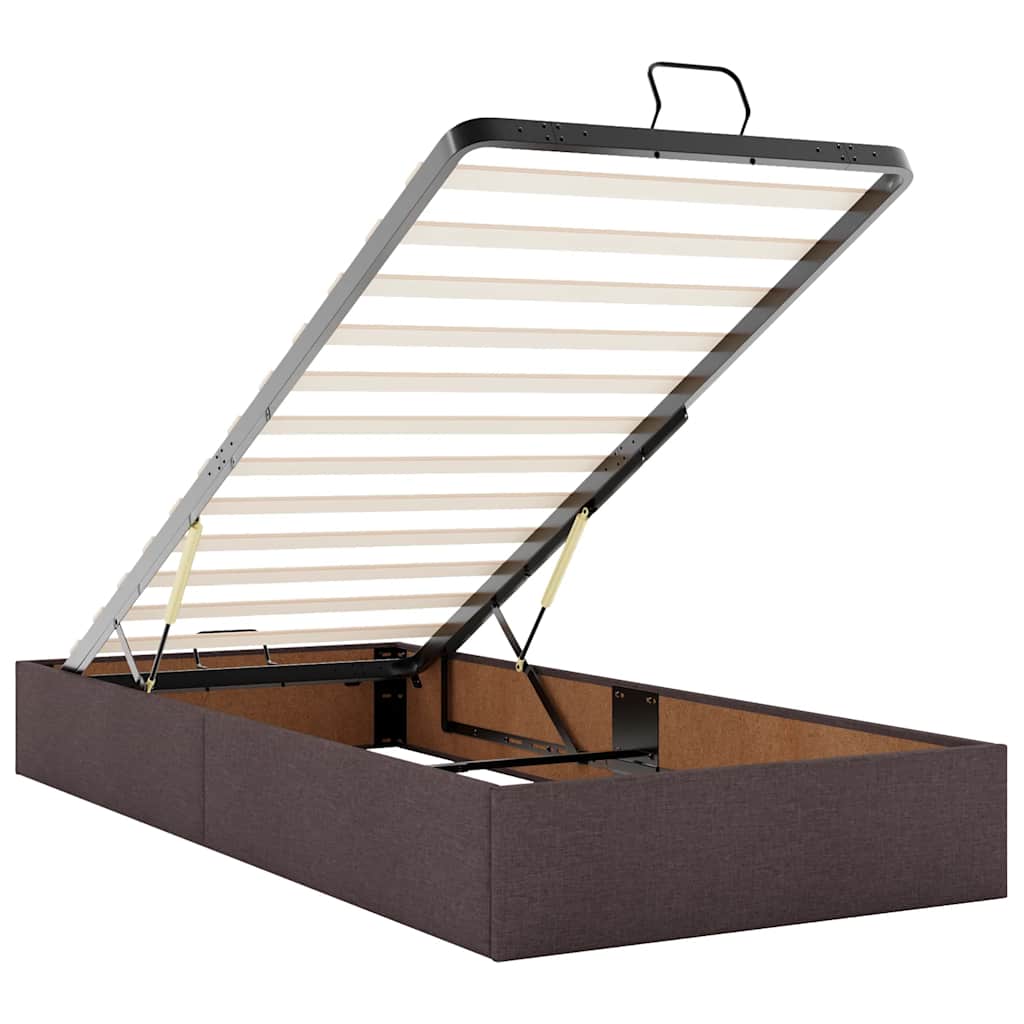 Ottoman-Bett mit Matratzen & LEDs Dunkelbraun 200x200 cm Stoff