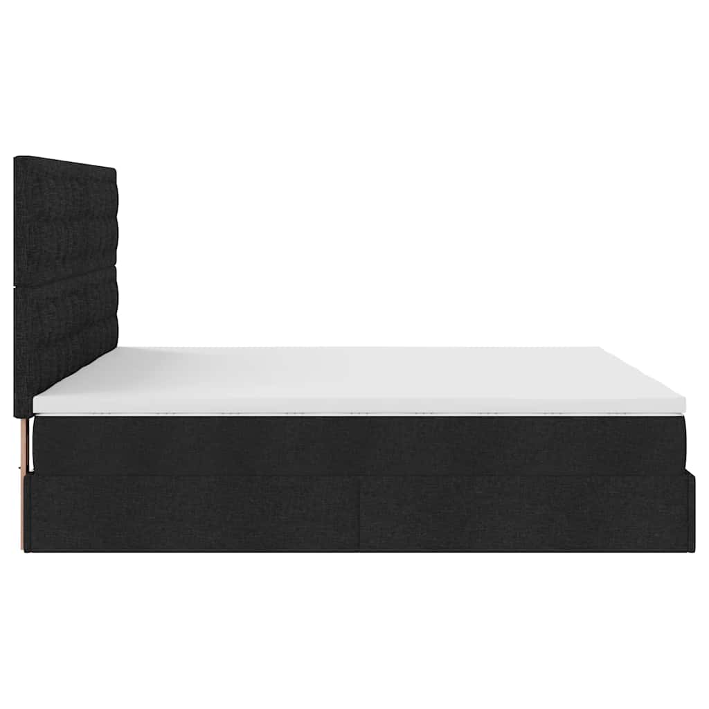 Ottoman-Bett mit Matratzen & LEDs Schwarz 180x200 cm Stoff