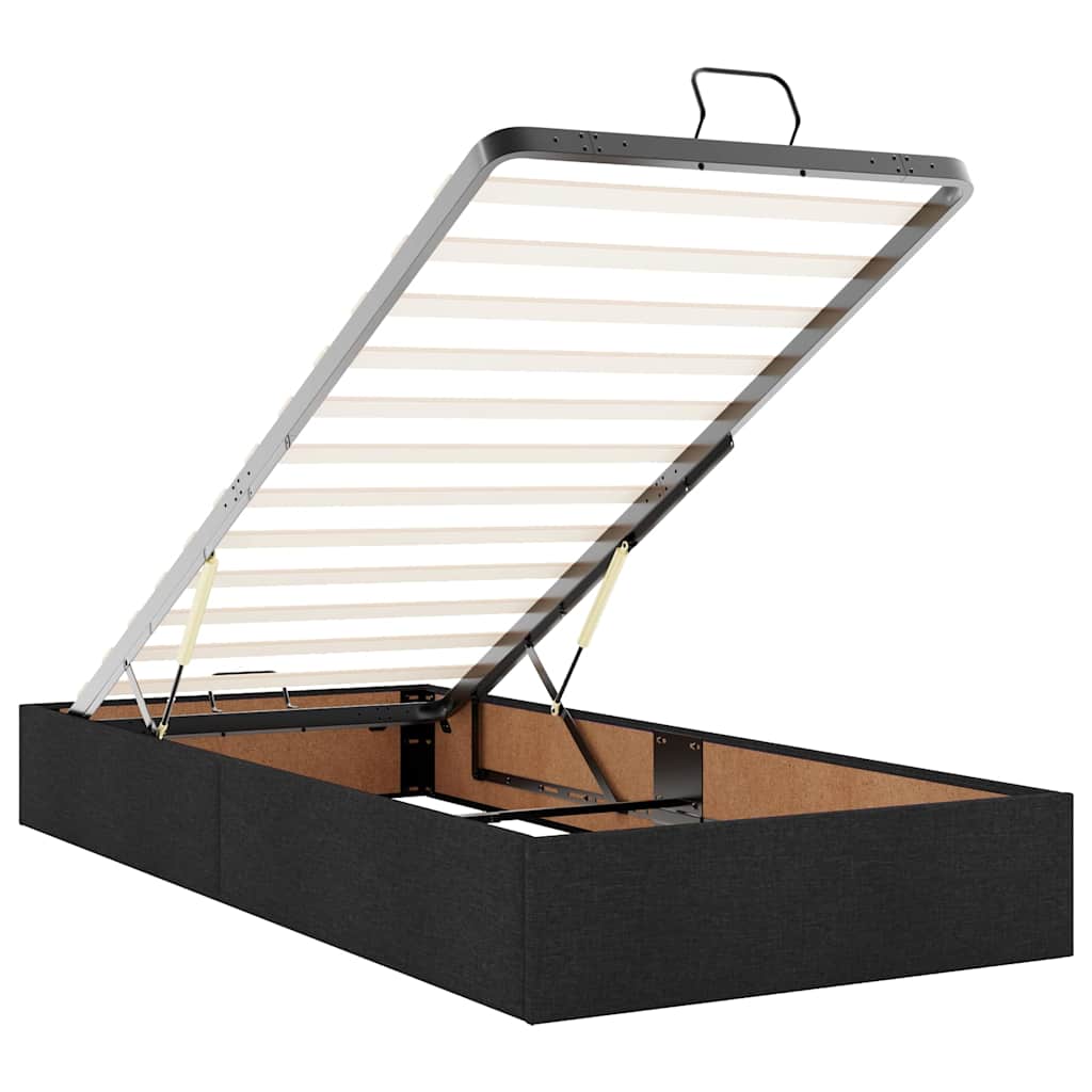 Ottoman-Bett mit Matratzen & LEDs Schwarz 180x200 cm Stoff