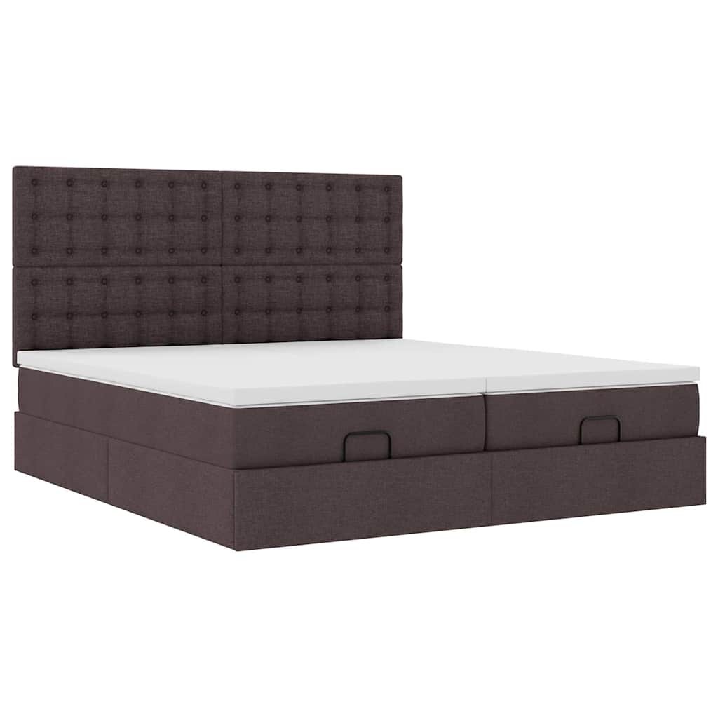 Ottoman-Bett mit Matratzen & LEDs Dunkelbraun 180x200 cm Stoff