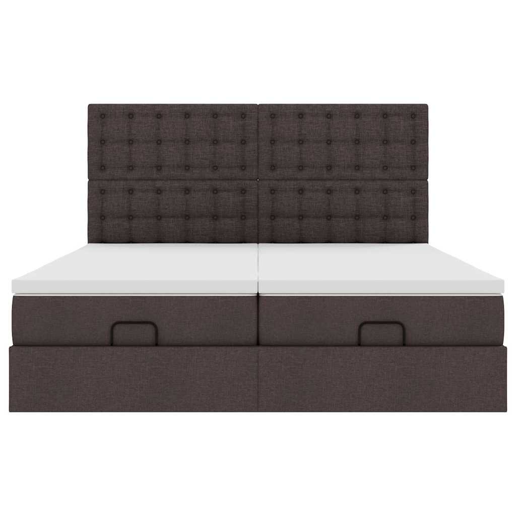 Ottoman-Bett mit Matratzen & LEDs Dunkelbraun 180x200 cm Stoff