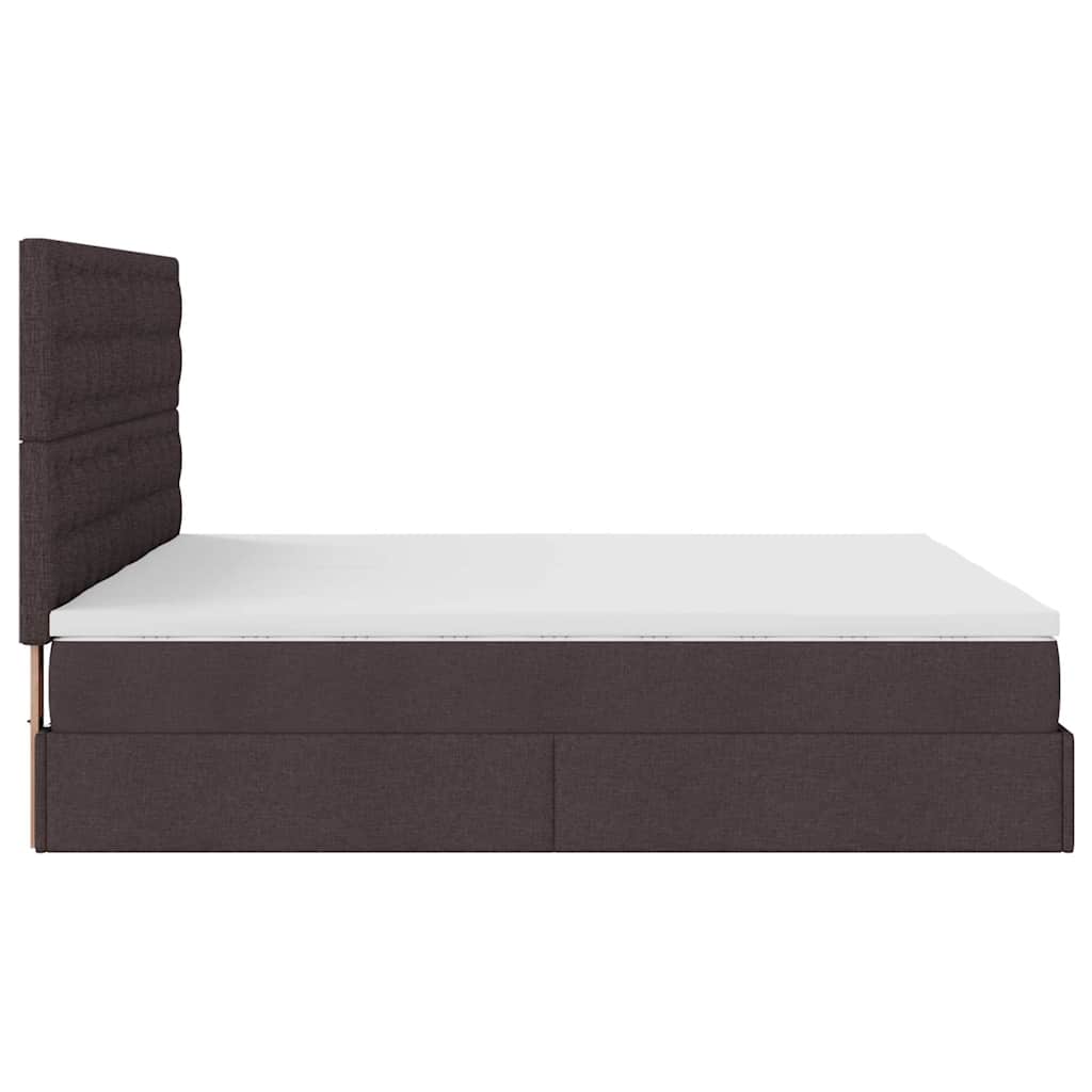 Ottoman-Bett mit Matratzen & LEDs Dunkelbraun 180x200 cm Stoff