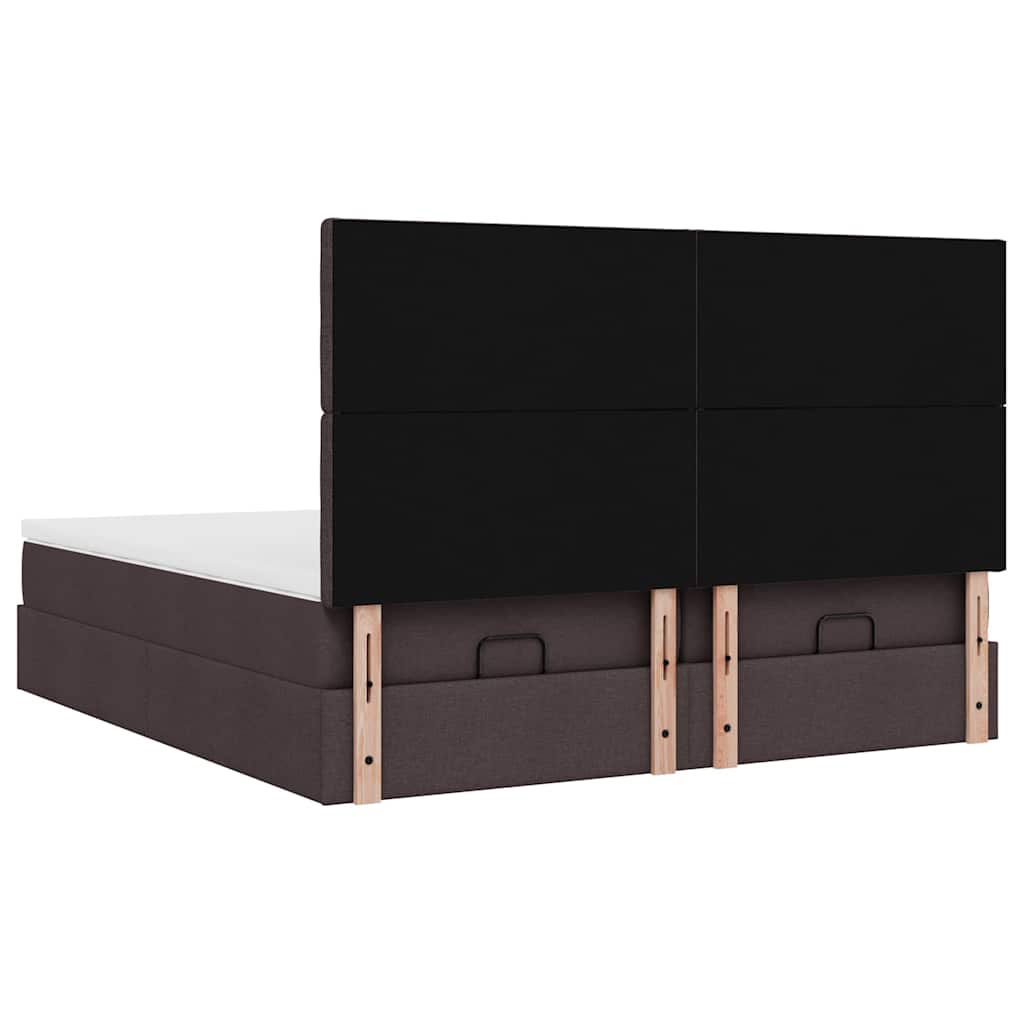 Ottoman-Bett mit Matratzen & LEDs Dunkelbraun 180x200 cm Stoff