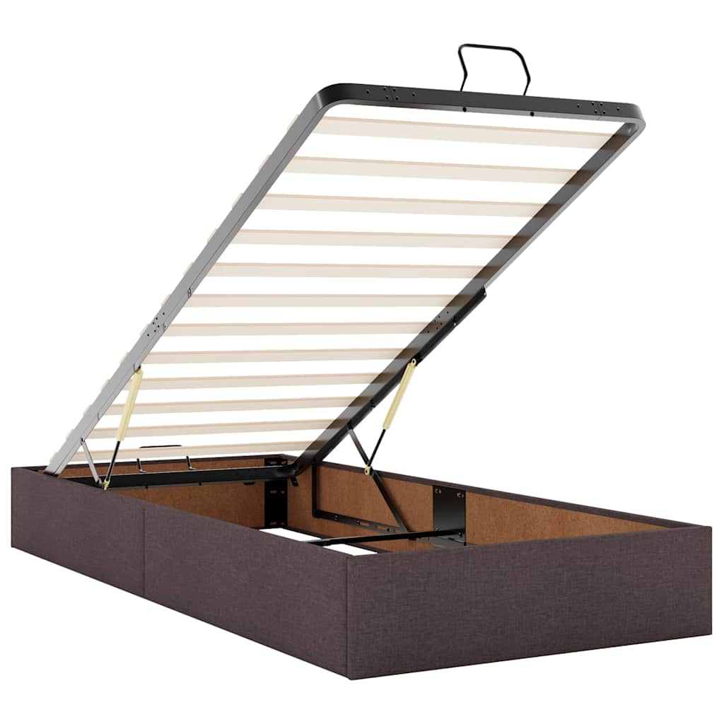 Ottoman-Bett mit Matratzen & LEDs Dunkelbraun 180x200 cm Stoff