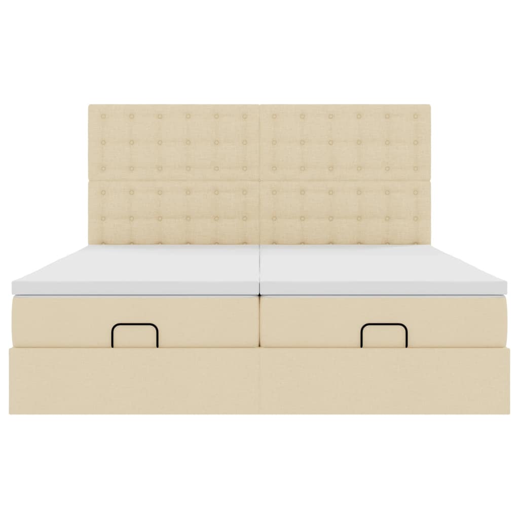 Ottoman-Bett mit Matratzen & LEDs Creme 200x200 cm Stoff