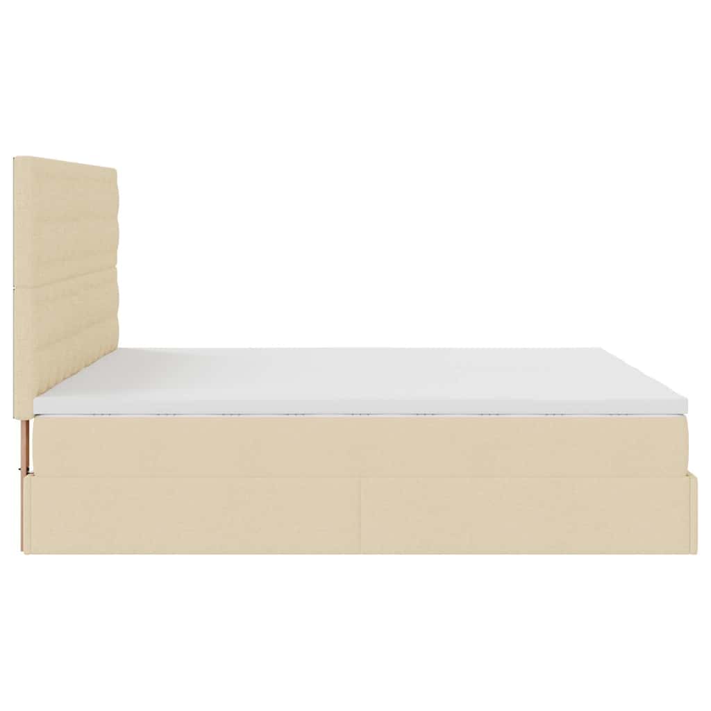 Ottoman-Bett mit Matratzen & LEDs Creme 200x200 cm Stoff