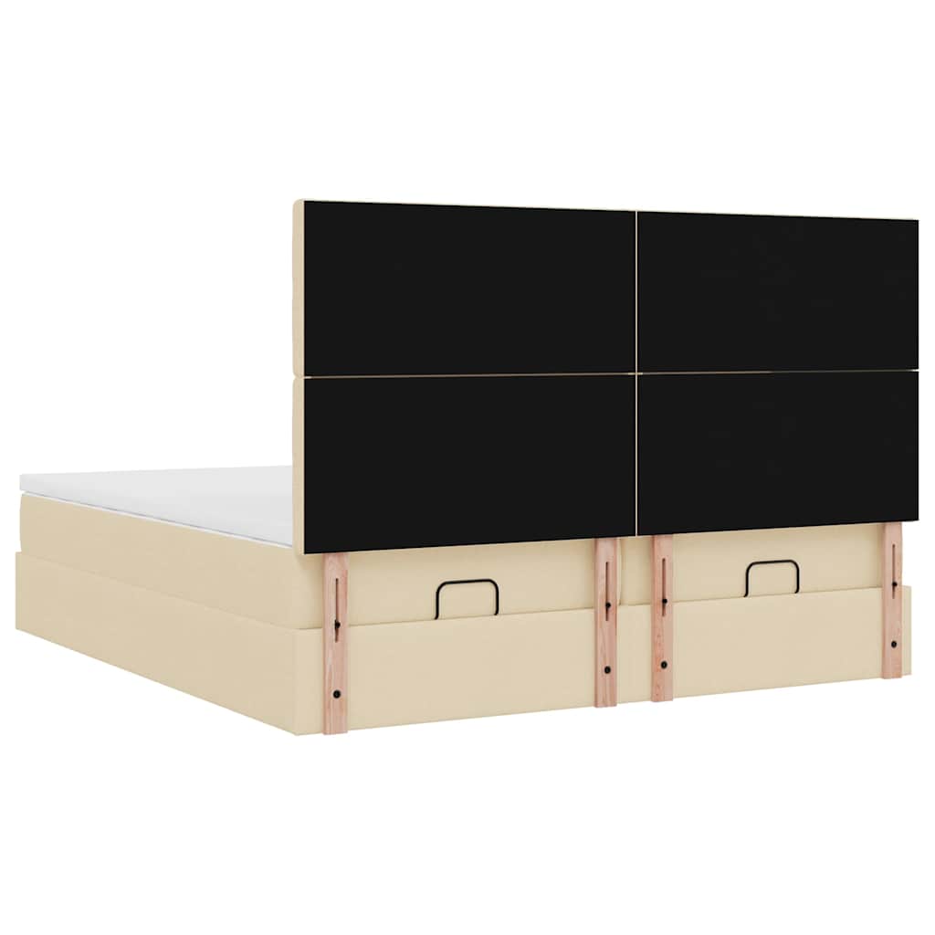 Ottoman-Bett mit Matratzen & LEDs Creme 200x200 cm Stoff