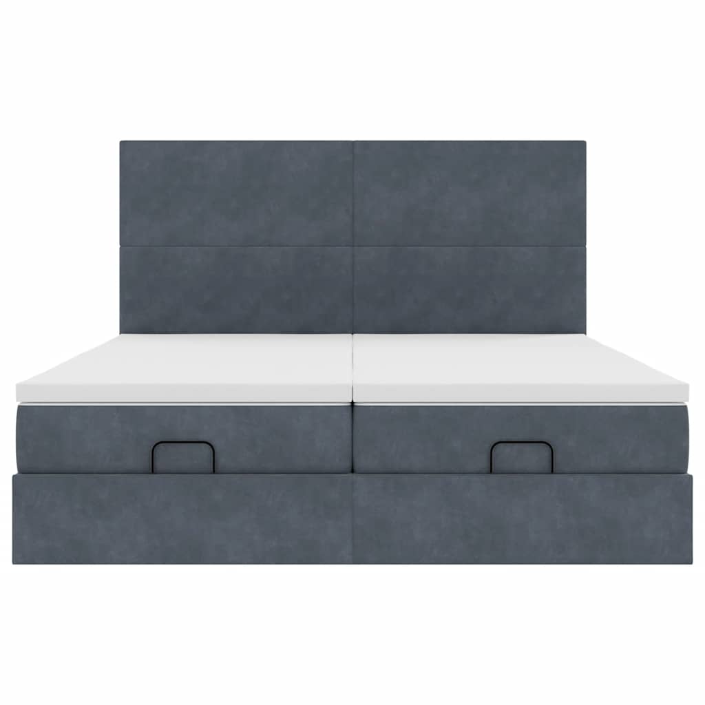 Ottoman-Bett mit Matratzen & LEDs Dunkelgrau 180x200 cm Samt