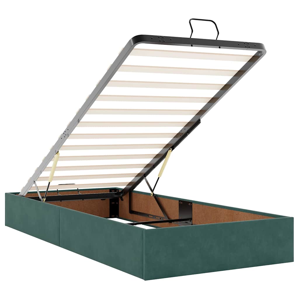 Ottoman-Bett mit Matratzen & LEDs Dunkelgrün 200x200 cm Samt