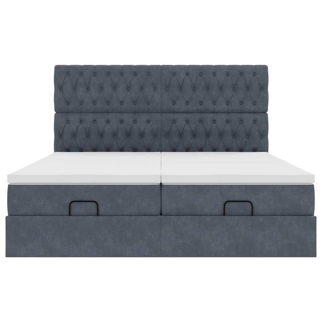 Ottoman-Bett mit Matratzen & LEDs Dunkelgrau 180x200 cm Samt