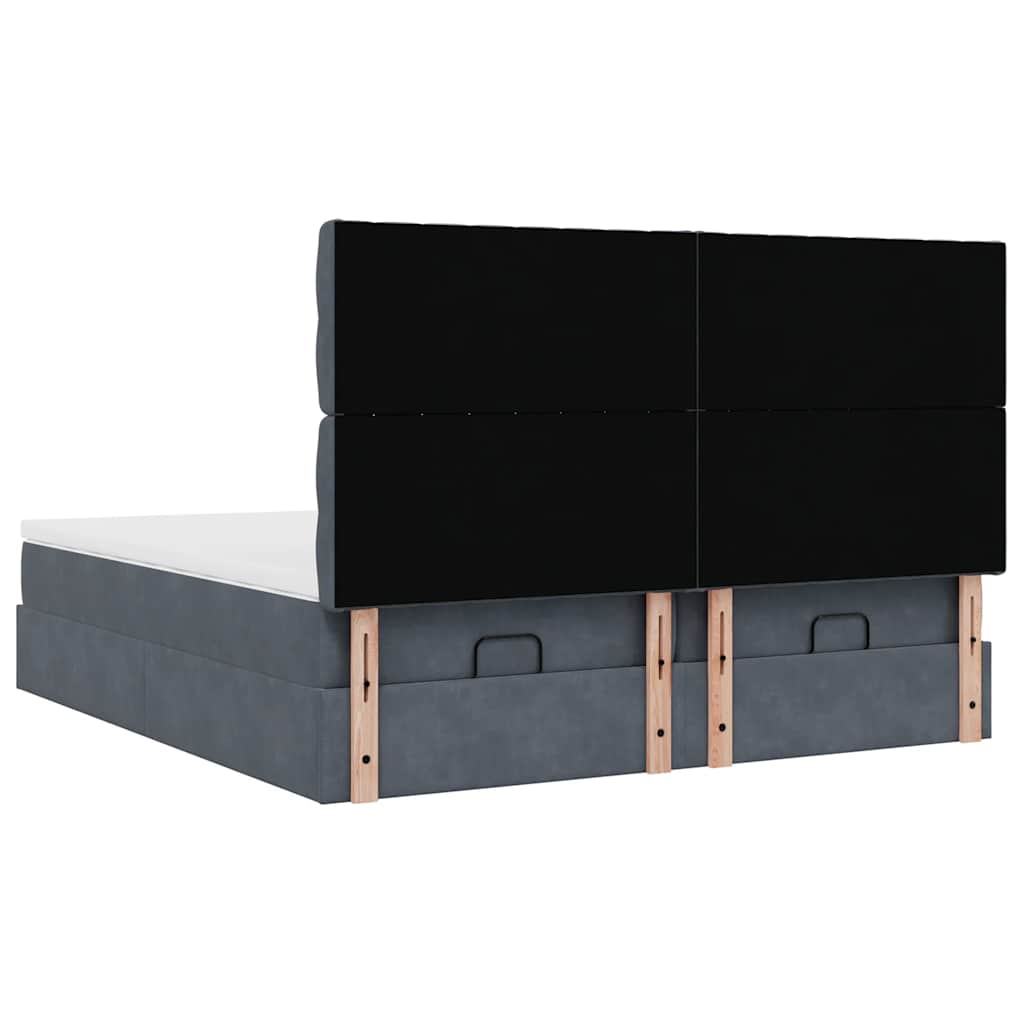 Ottoman-Bett mit Matratzen & LEDs Dunkelgrau 180x200 cm Samt