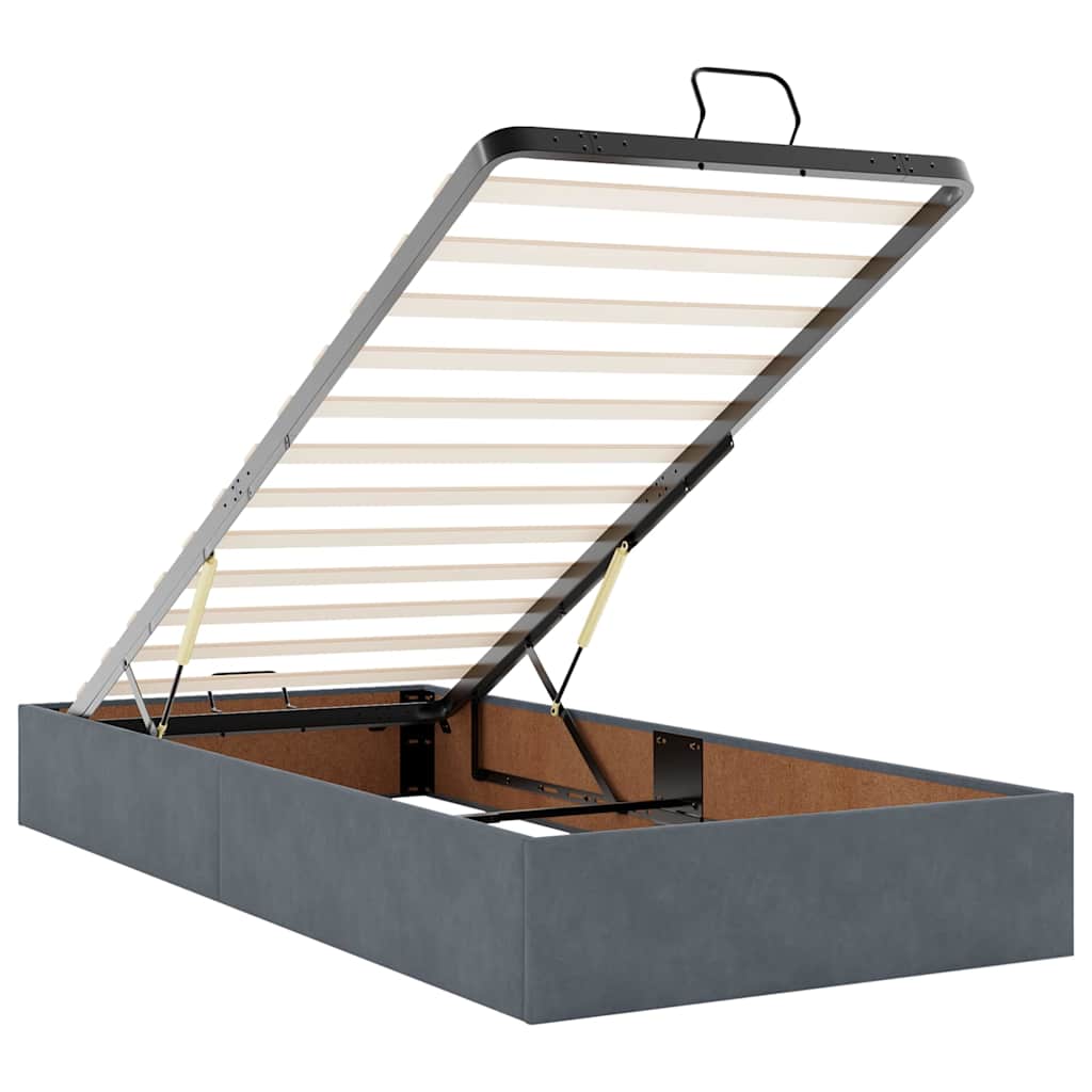 Ottoman-Bett mit Matratzen & LEDs Dunkelgrau 180x200 cm Samt