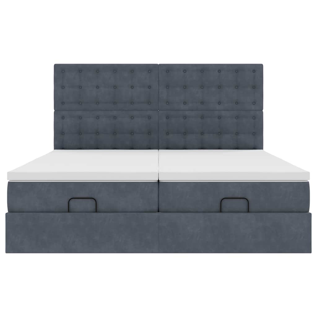 Ottoman-Bett mit Matratzen & LEDs Dunkelgrau 200x200 cm Samt