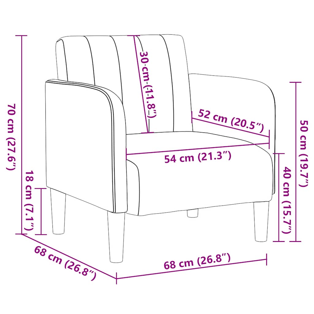Sessel mit Armlehnen Dunkelgrau 54 cm Samt