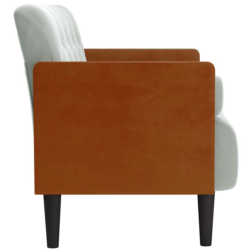Zweisitzer-Sofa mit Nackenrollen Hellgrau 110 cm Samt