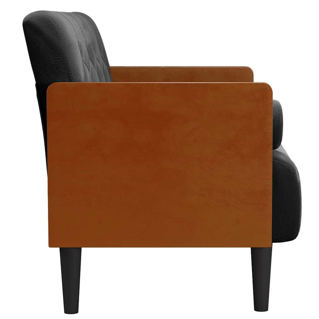 Zweisitzer-Sofa mit Nackenrollen Schwarz 110 cm Samt