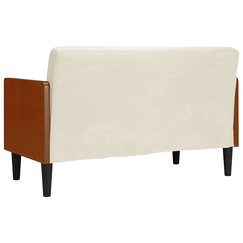 Zweisitzer-Sofa mit Nackenrollen Creme 110 cm Samt
