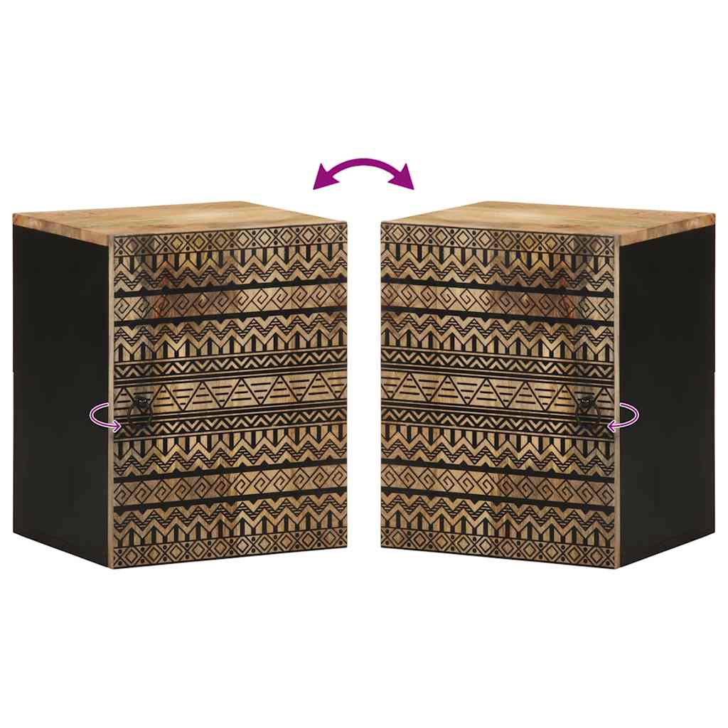 Bad-Hängeschrank Schwarz 38x33,5x48 cm Massivholz Mango
