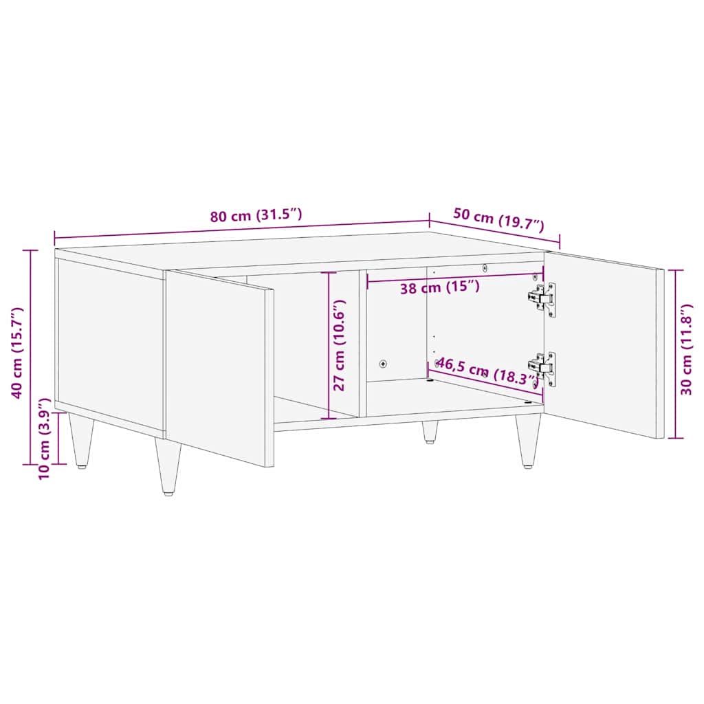 Couchtisch Honigbraun 80 x 50 x 40 cm massives Mangoholz