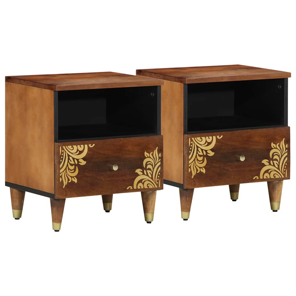Nachttisch 2 pcs Honigbraun 40 x 33 x 46 cm massives Mangoholz