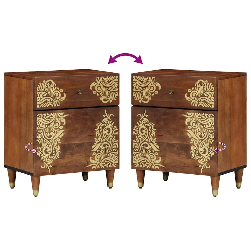 Nachttisch Honigbraun 50 x 33 x 60 cm massives Mangoholz