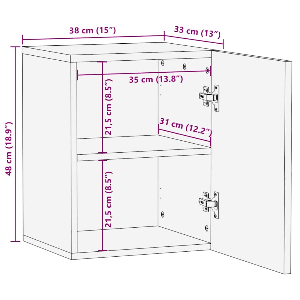 Badezimmer-Schrank Braun 38 x 33,5 x 48 cm Massivholz Mango