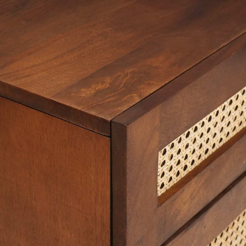 Nachttische Braun 50 x 33 x 60 cm Rohr und massives Mangoholz