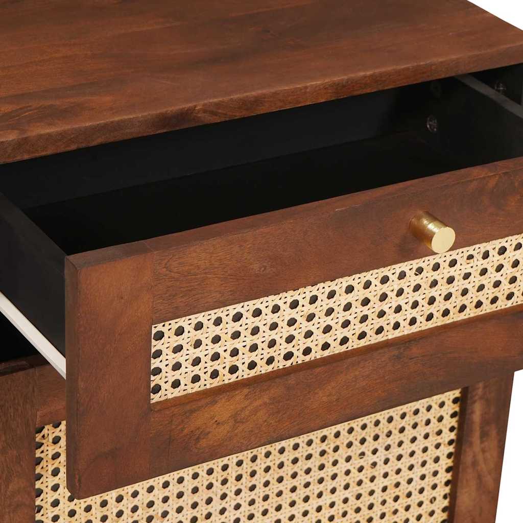Nachttische Braun 50 x 33 x 60 cm Rohr und massives Mangoholz