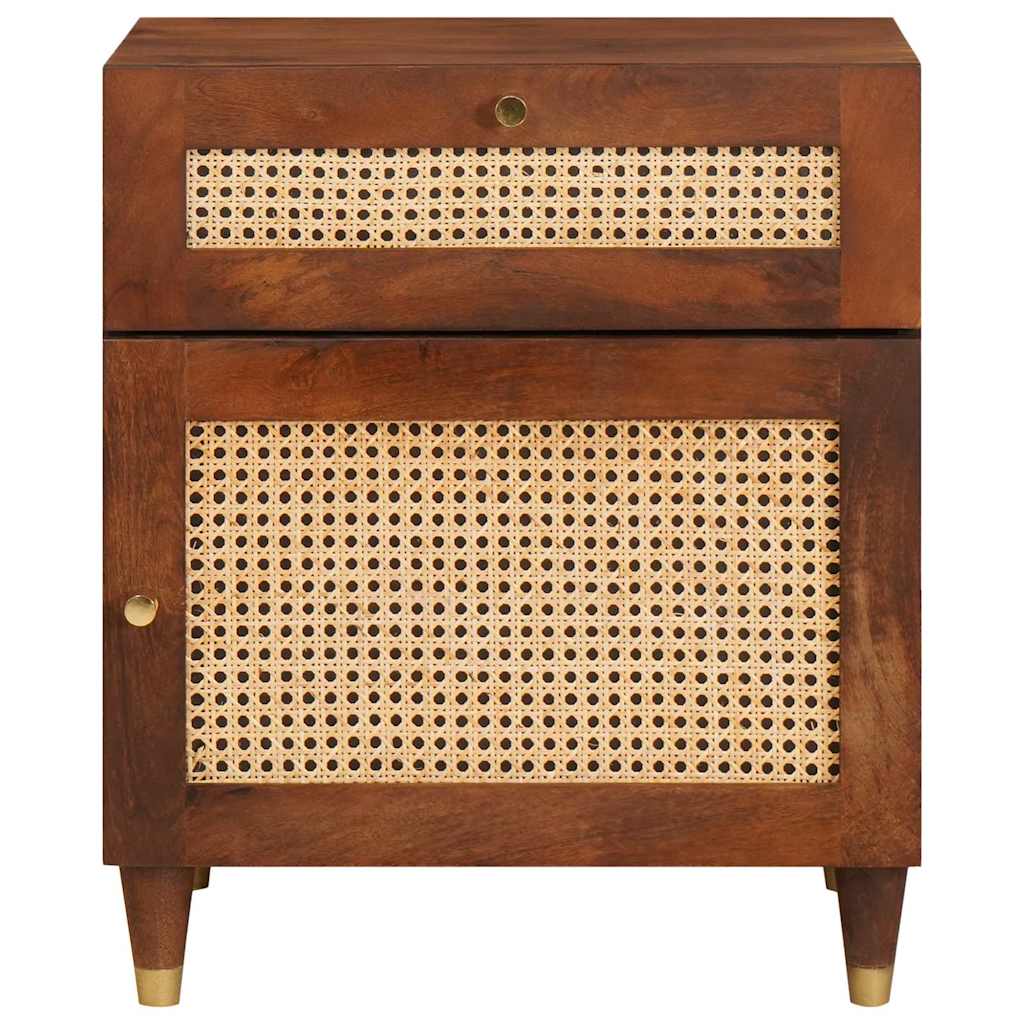 Nachttische Braun 50 x 33 x 60 cm Rohr und massives Mangoholz