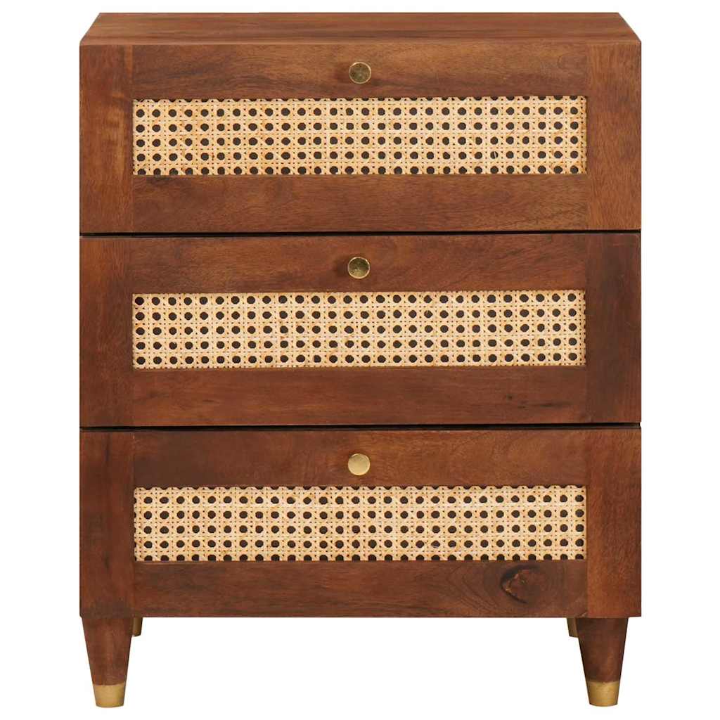 Nachttische Braun 50 x 33 x 60 cm Rohr und massives Mangoholz