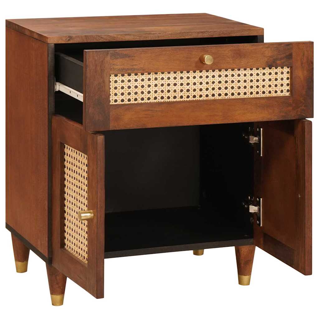 Nachttische Braun 50 x 33 x 60 cm Rohr und massives Mangoholz
