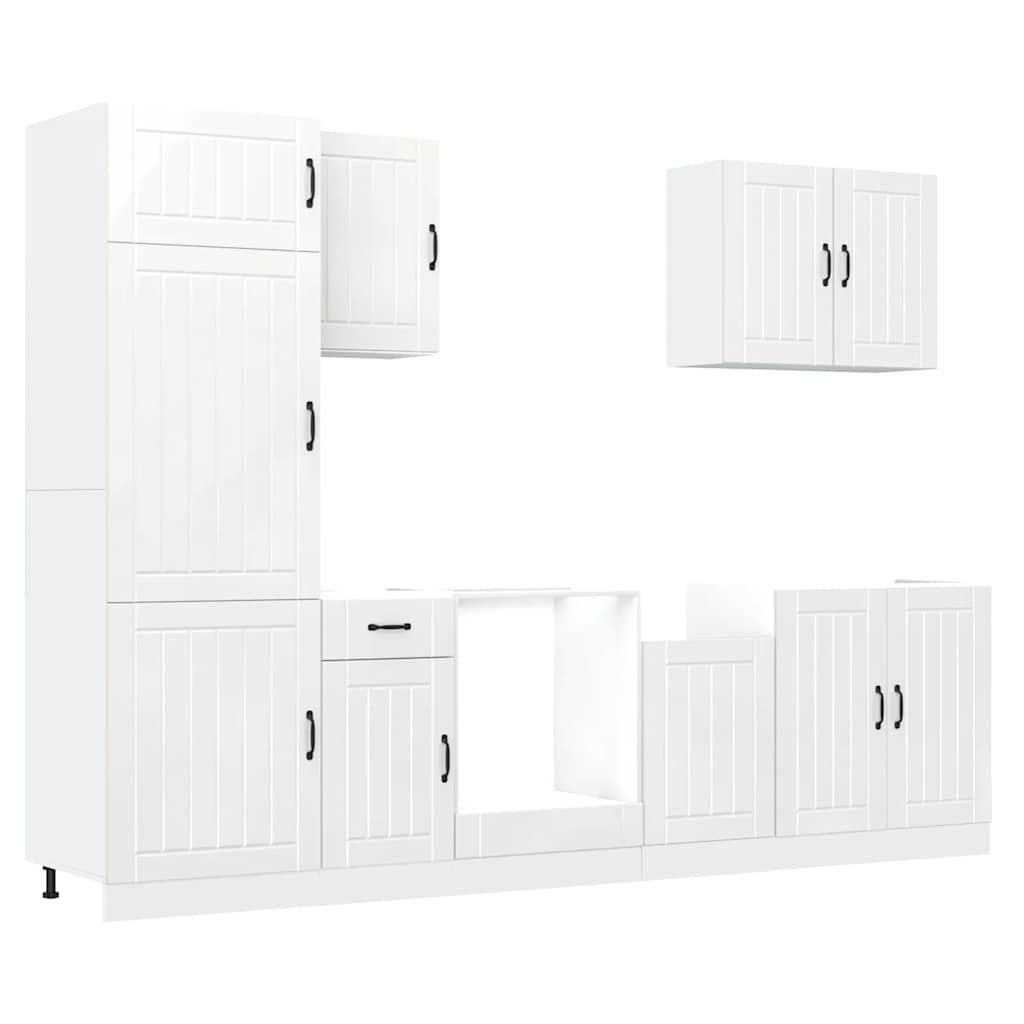 7-tlg. Küchenschrank-Set Lucca Hochglanz-Weiß Holzwerkstoff