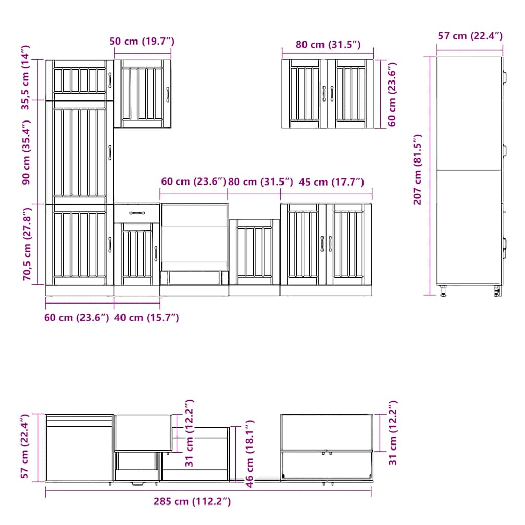 7-tlg. Küchenschrank-Set Lucca Hochglanz-Weiß Holzwerkstoff