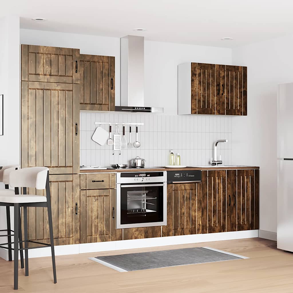 7-tlg. Küchenschrank-Set Lucca Räuchereiche Holzwerkstoff