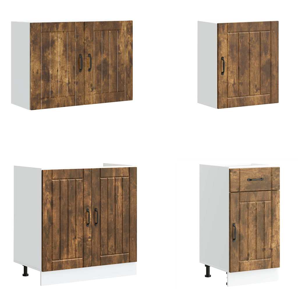 7-tlg. Küchenschrank-Set Lucca Räuchereiche Holzwerkstoff