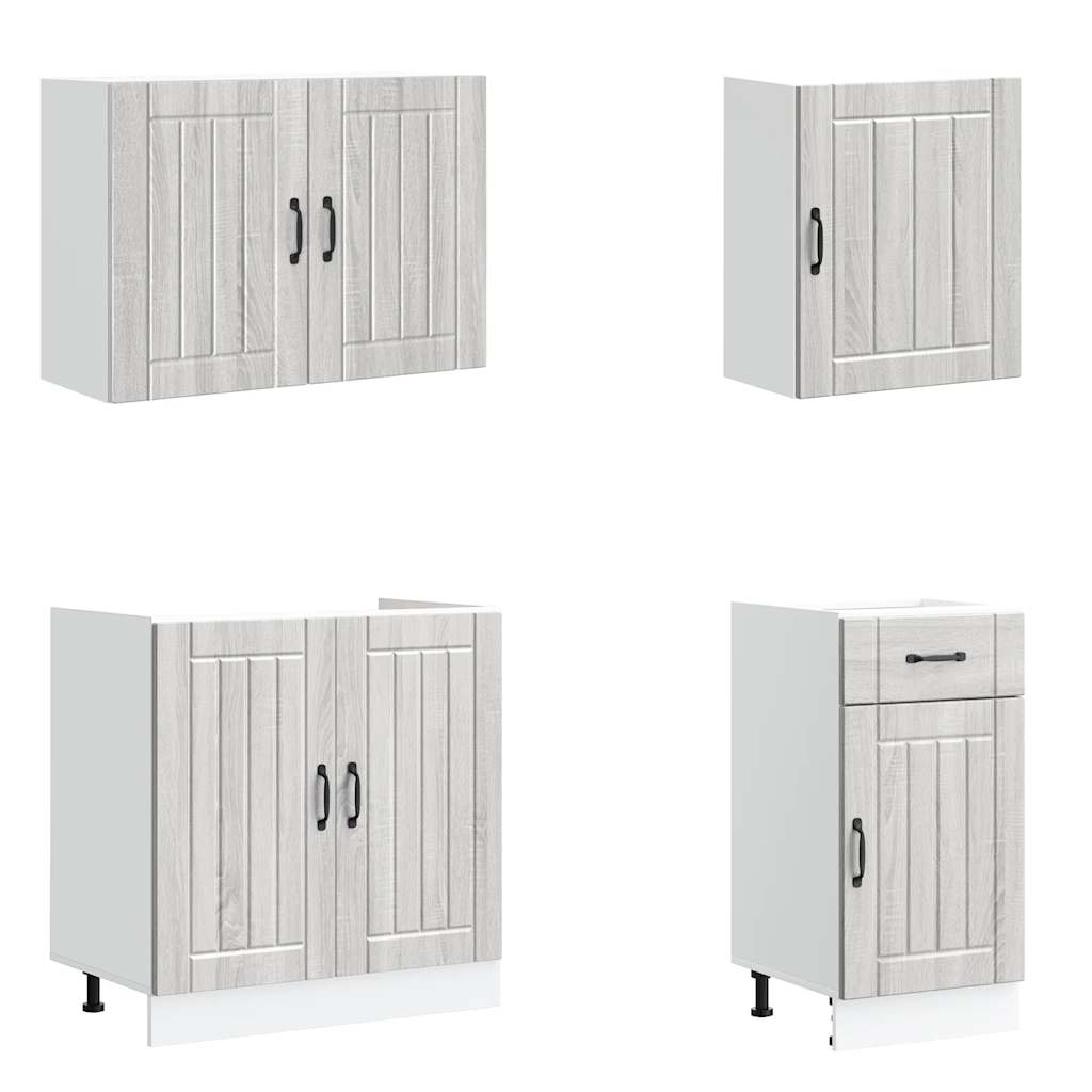 7-tlg. Küchenschrank-Set Lucca Grau Sonoma Holzwerkstoff