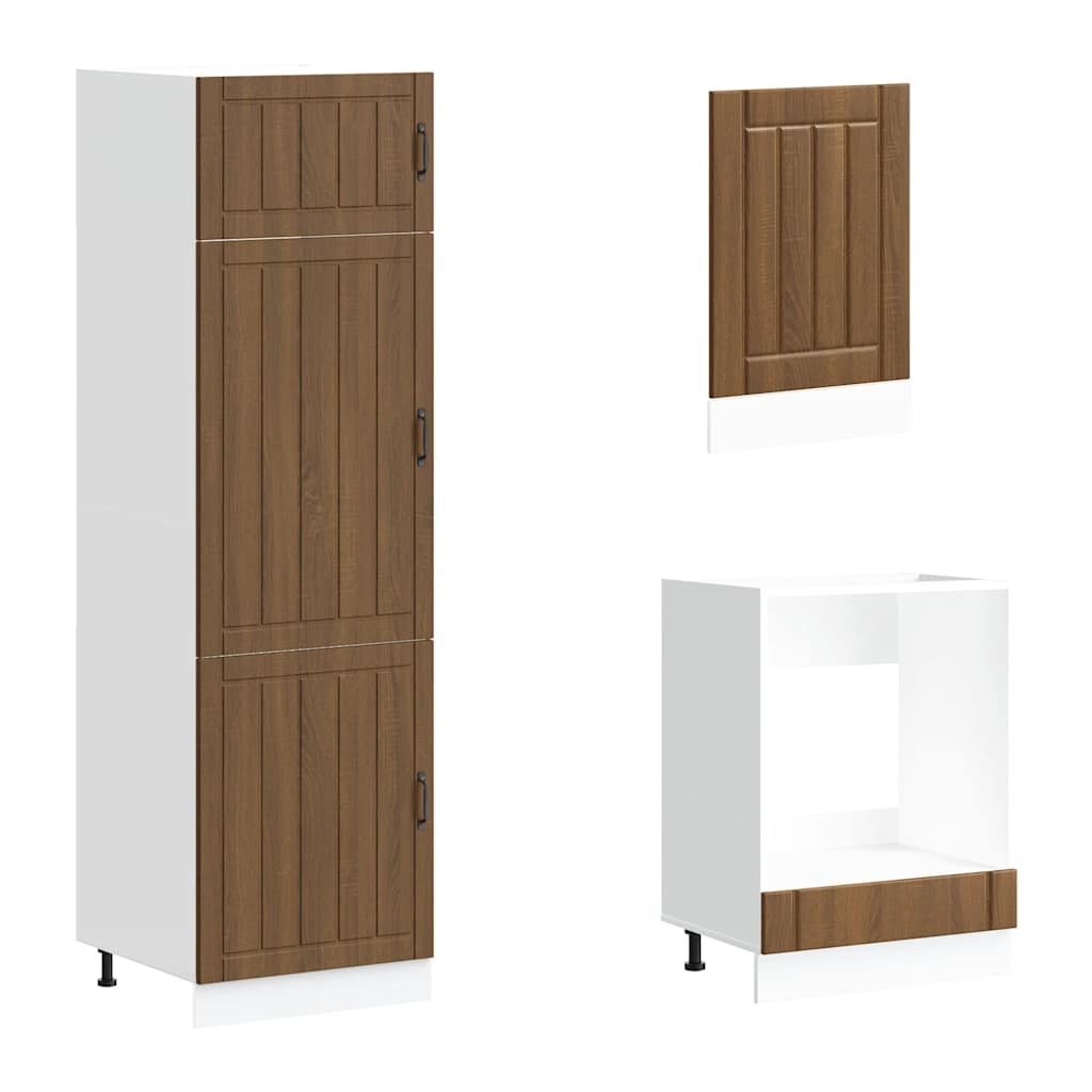 7-piece kitchen cabinet set Lucca brown oak look wood material