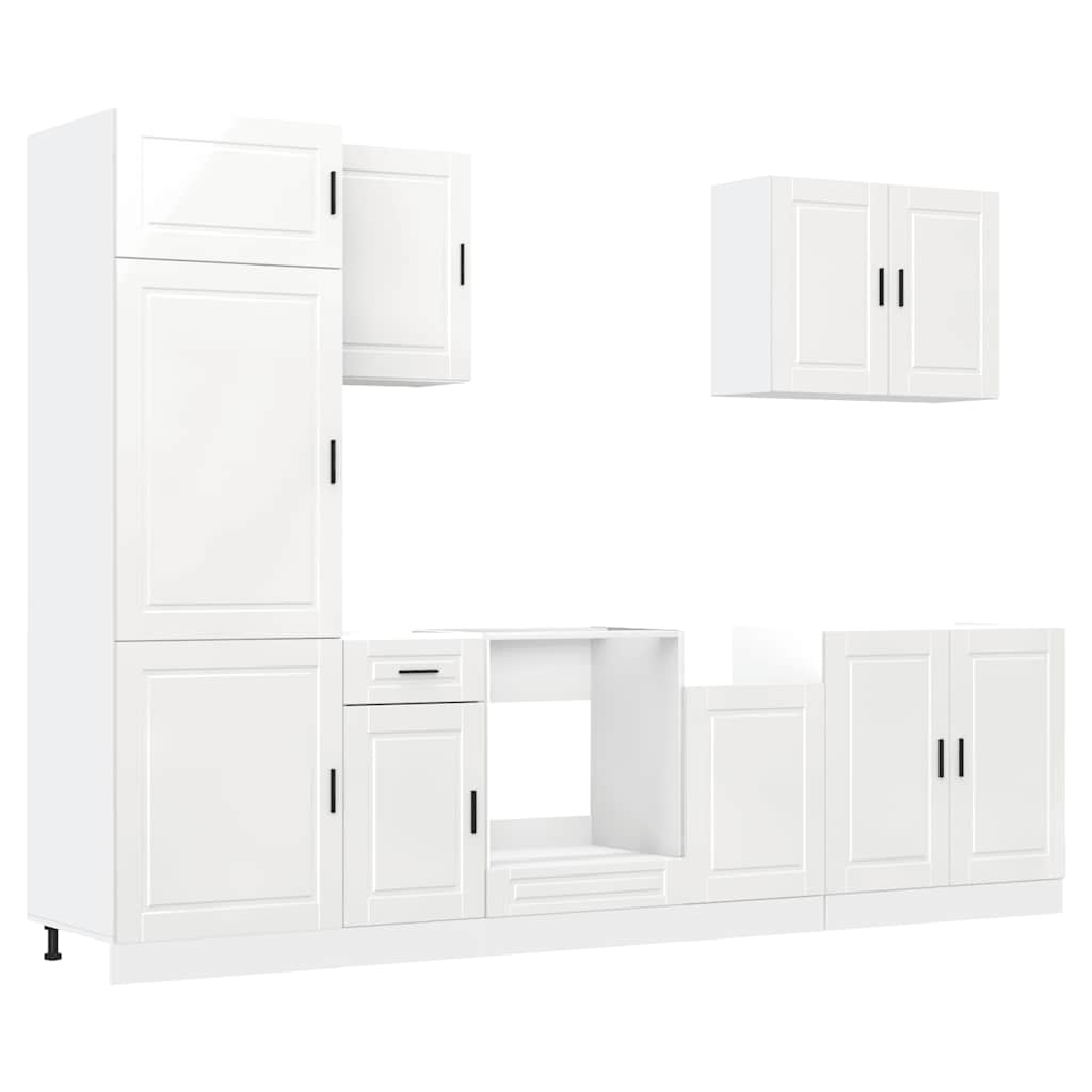 7-tlg. Küchenschrank-Set Porto Hochglanz-Weiß Holzwerkstoff