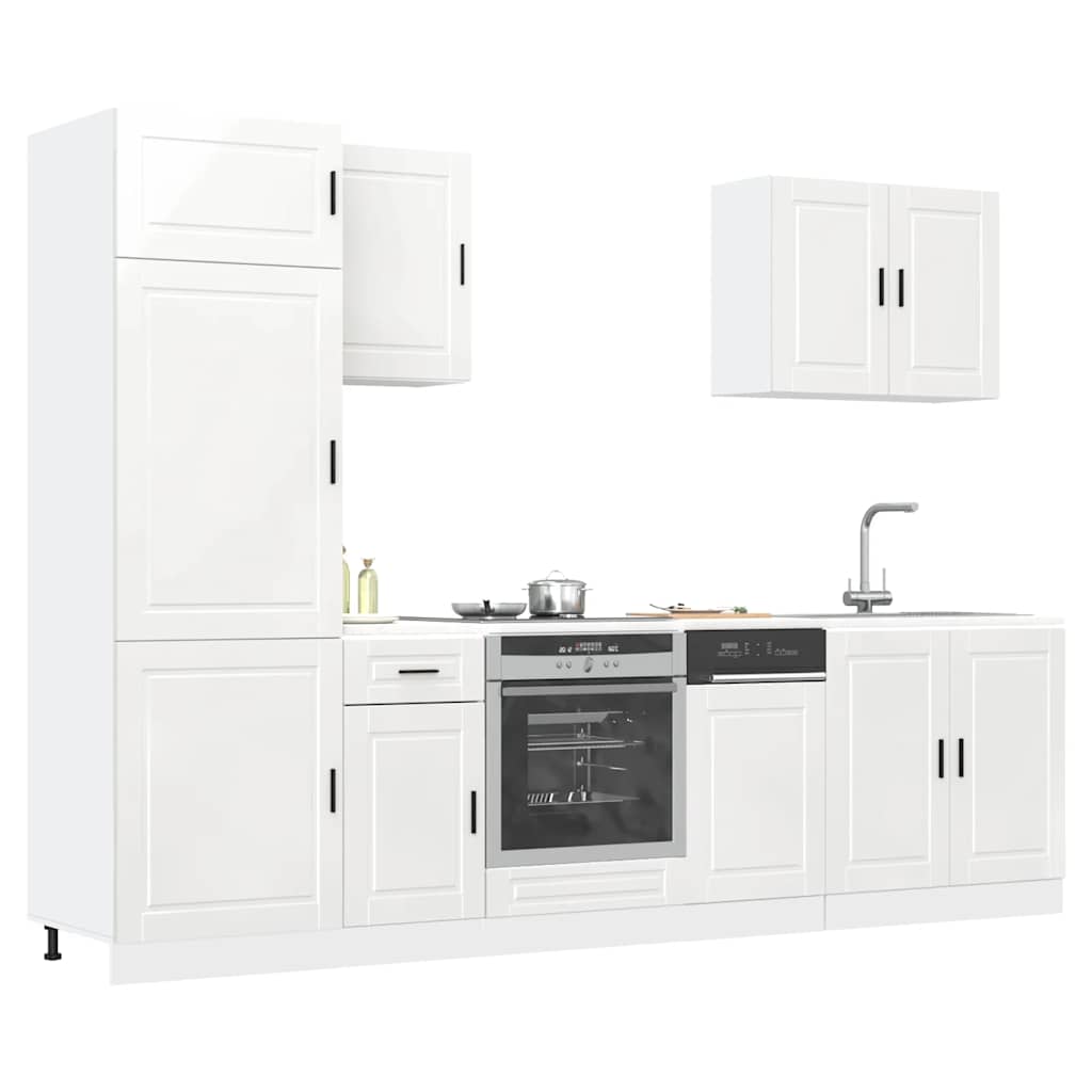 7-tlg. Küchenschrank-Set Porto Hochglanz-Weiß Holzwerkstoff