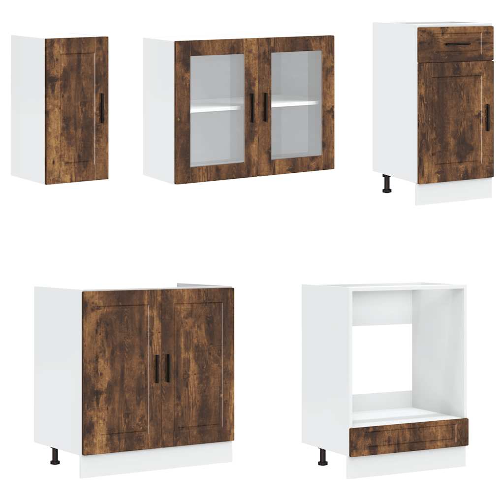8-tlg. Küchenschrank-Set Porto Räuchereiche Holzwerkstoff