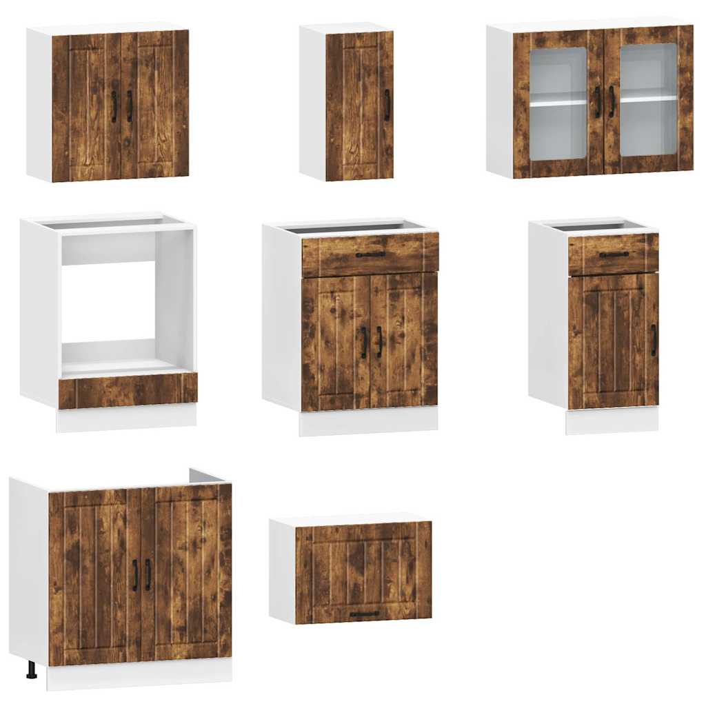 8-tlg. Küchenschrank-Set Lucca Räuchereiche Holzwerkstoff