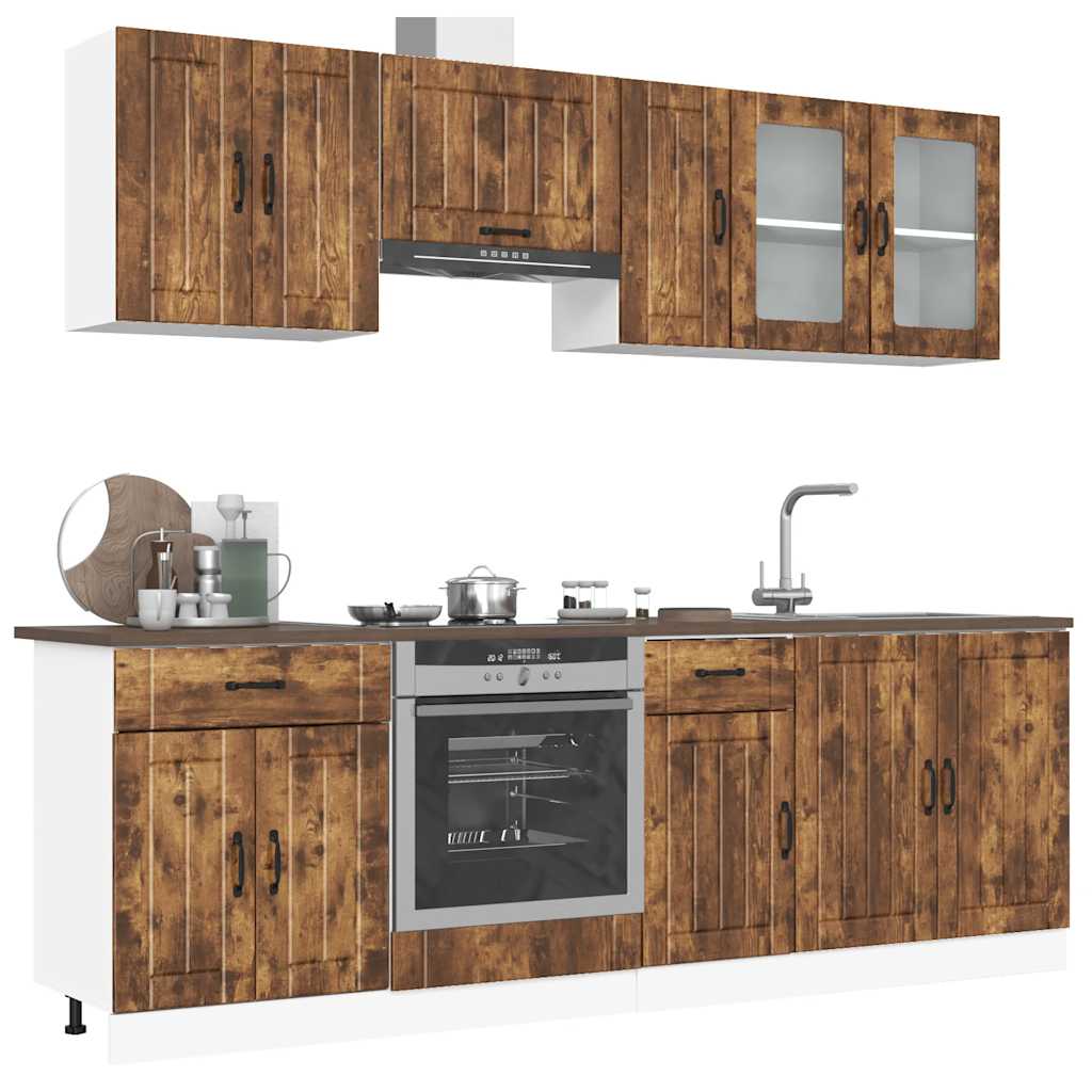 8-tlg. Küchenschrank-Set Lucca Räuchereiche Holzwerkstoff