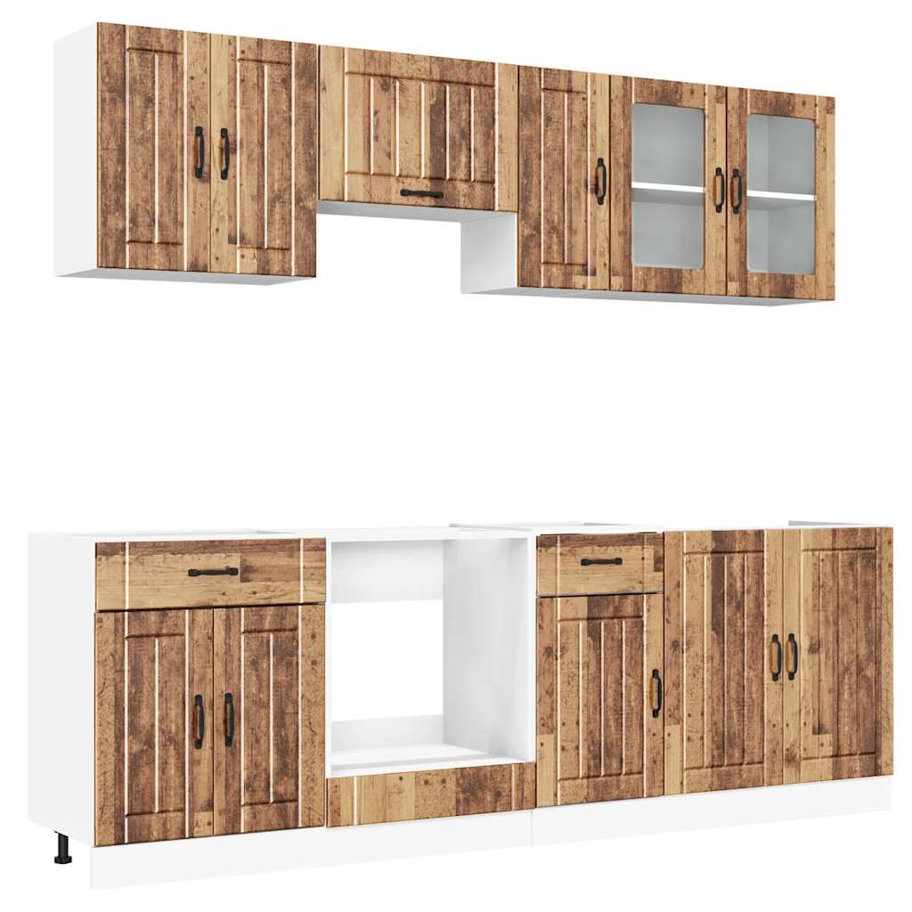 8-tlg. Küchenschrank-Set Kalmar Altholz-Optik Holzwerkstoff