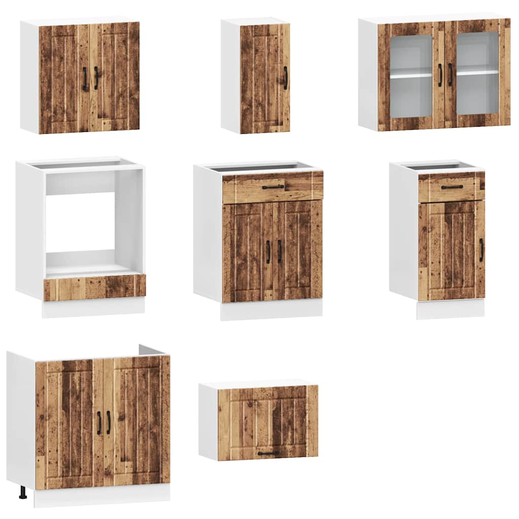 8-tlg. Küchenschrank-Set Kalmar Altholz-Optik Holzwerkstoff