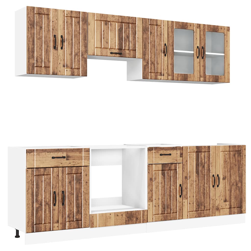 8-tlg. Küchenschrank-Set Kalmar Altholz-Optik Holzwerkstoff