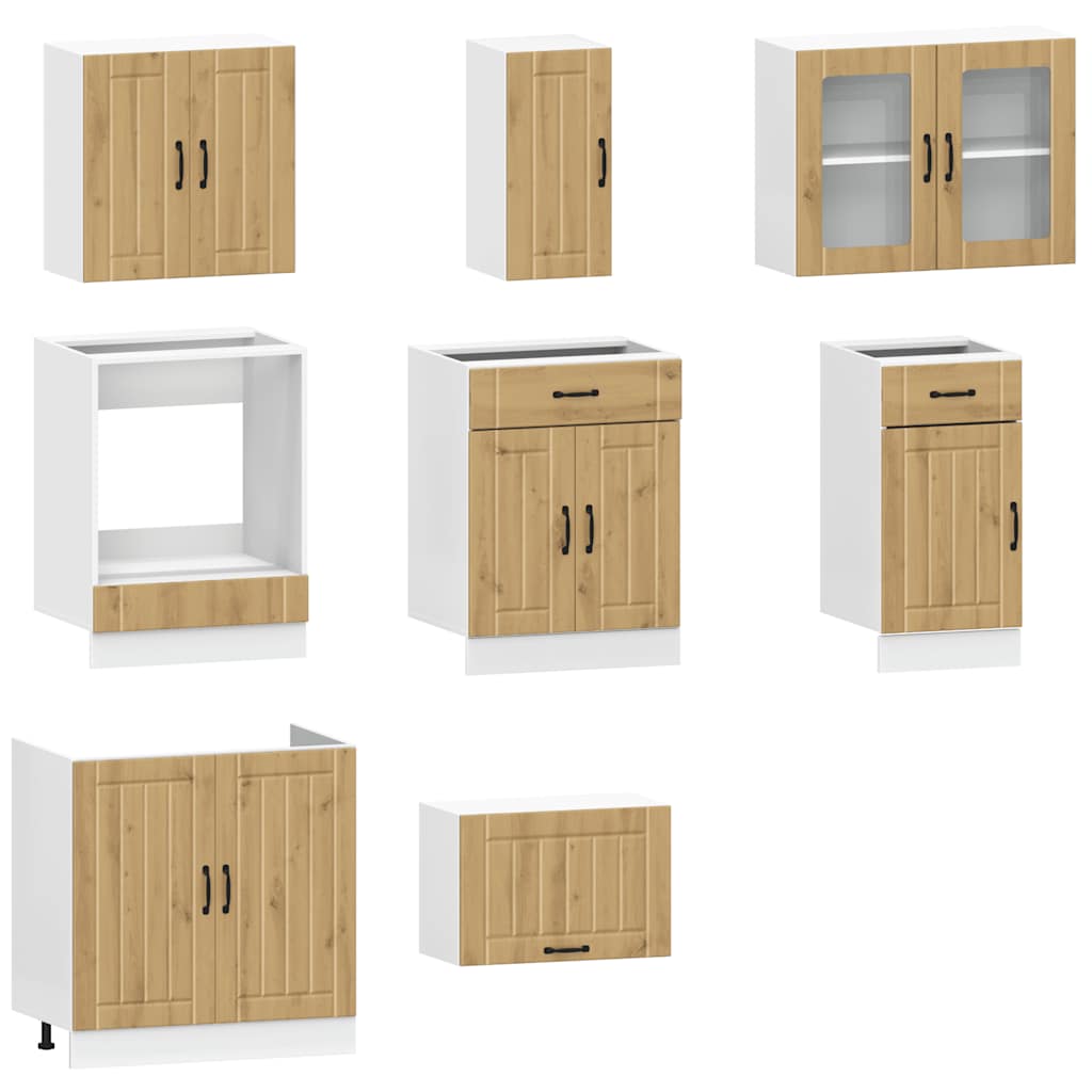 8-tlg. Küchenschrank-Set Kalmar Artisan-Eiche Holzwerkstoff