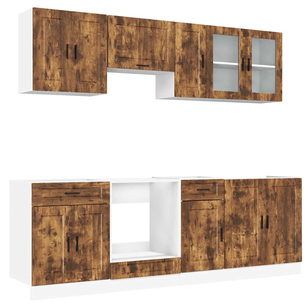 8-tlg. Küchenschrank-Set Porto Räuchereiche Holzwerkstoff