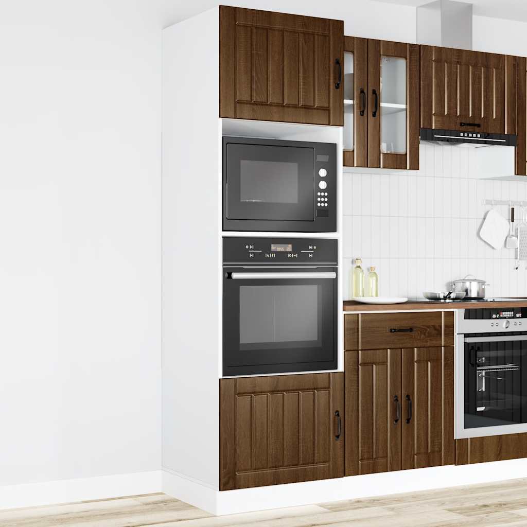 Built-in stove cabinets (2 pieces) in Lucca brown oak look, wood-based material
